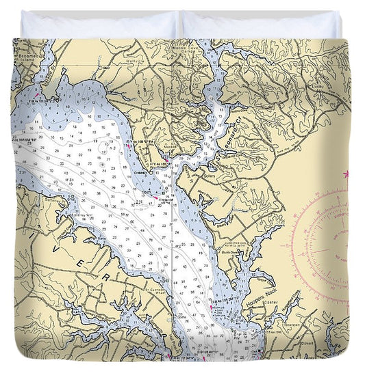 Patuxent River Johnstowne Maryland Nautical Chart Duvet Cover
