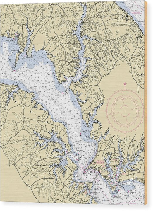 Patuxent River Johnstowne-Maryland Nautical Chart Wood Print