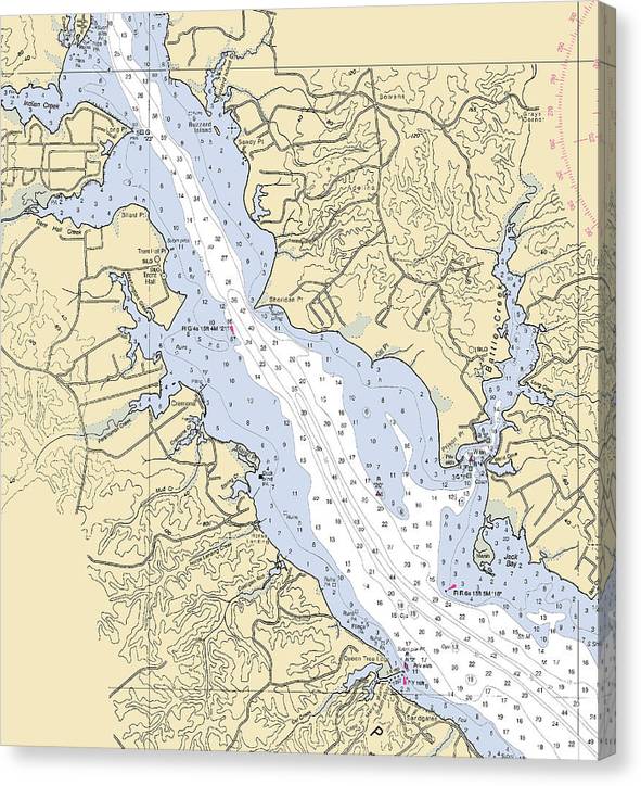 Patuxent River-Maryland Nautical Chart Canvas Print