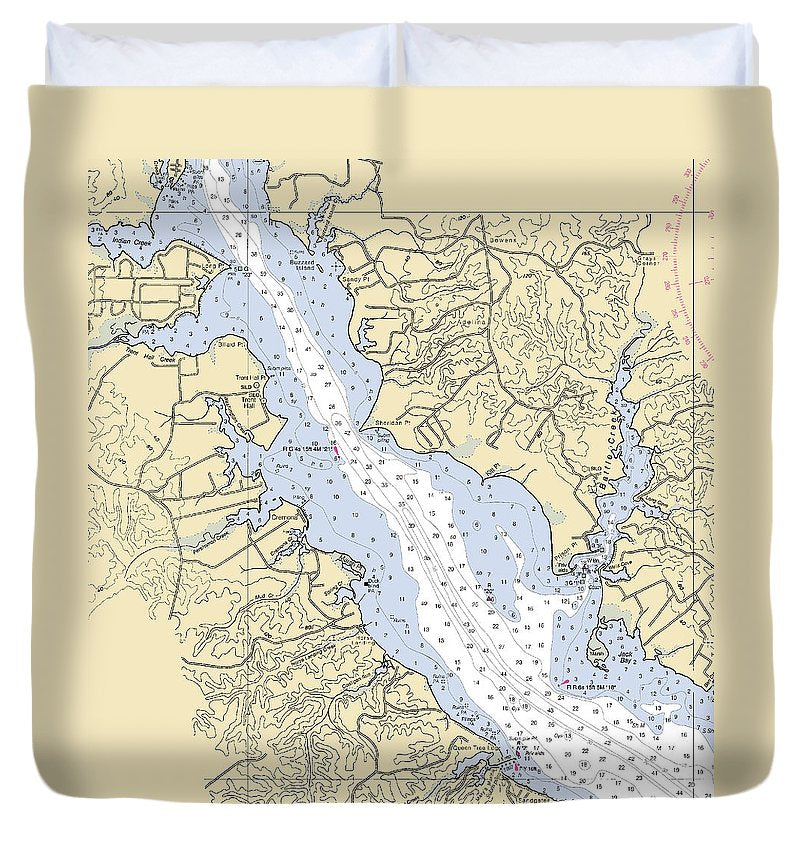 Patuxent River Maryland Nautical Chart Duvet Cover