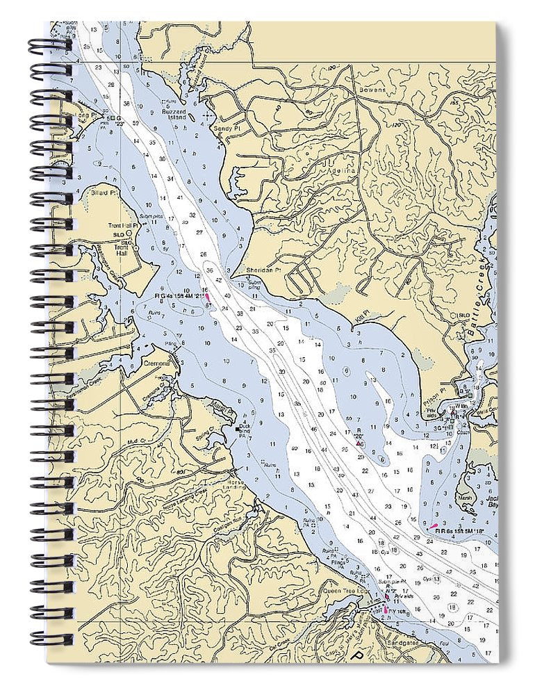 Patuxent River Maryland Nautical Chart Spiral Notebook