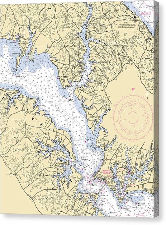 Patuxent River -Maryland Nautical Chart _V3 Canvas Print