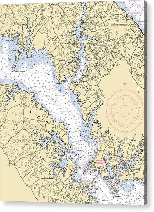 Patuxent River Maryland Nautical Chart V3 - Acrylic Print – 6.5" x 8" – Acrylic Nautical Chart Print by SeaKoast.