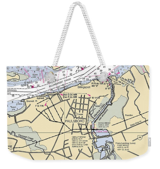 Paulsboro-new Jersey Nautical Chart - Weekender Tote Bag