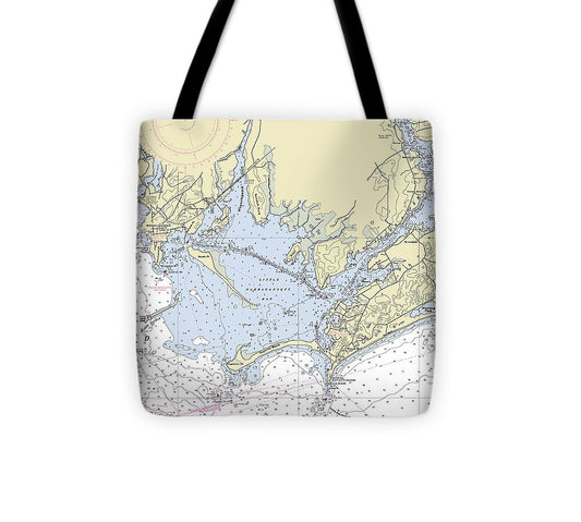 Pawcatuck Connecticut Nautical Chart Tote Bag