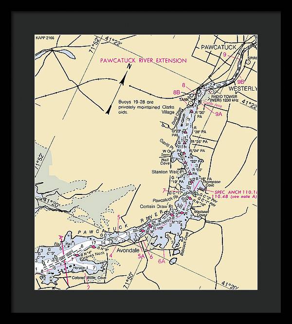 Pawcatuck River-rhode Island Nautical Chart - Framed Print