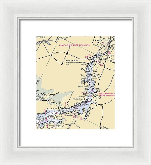 Pawcatuck River-rhode Island Nautical Chart - Framed Print