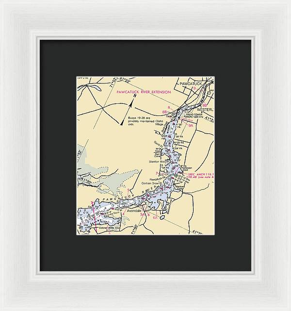 Pawcatuck River-rhode Island Nautical Chart - Framed Print