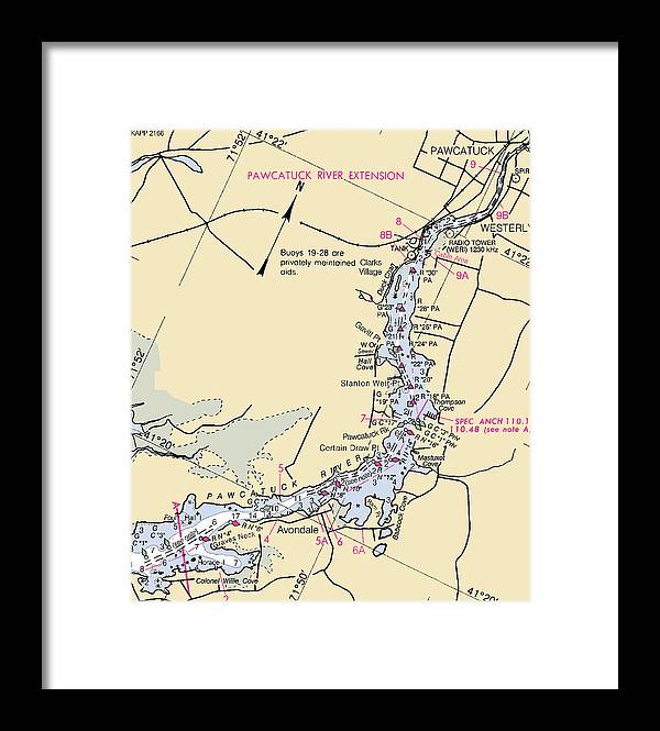 Pawcatuck River-rhode Island Nautical Chart - Framed Print