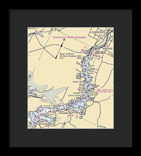 Pawcatuck River-rhode Island Nautical Chart - Framed Print