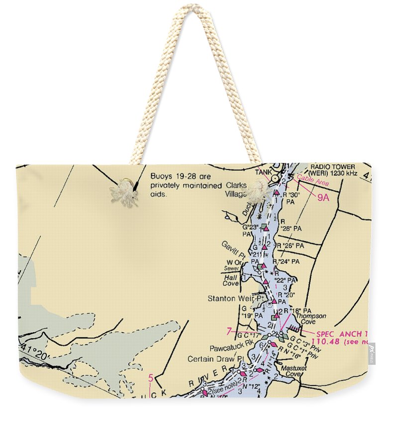 Pawcatuck River-rhode Island Nautical Chart - Weekender Tote Bag