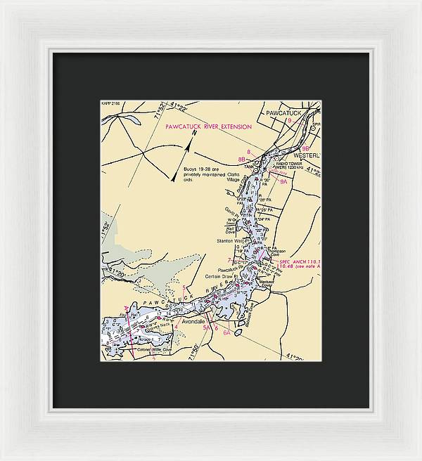 Pawcatuck River-rhode Island Nautical Chart - Framed Print