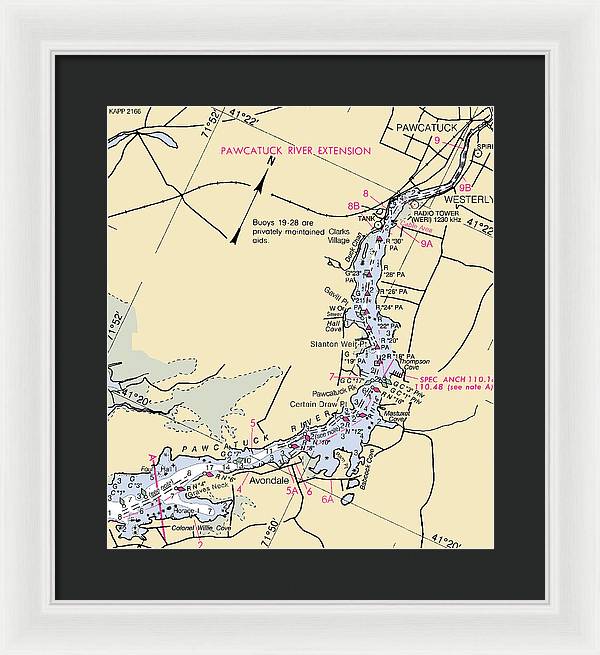 Pawcatuck River-rhode Island Nautical Chart - Framed Print