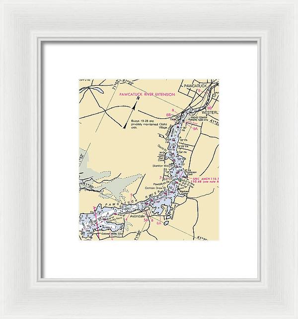 Pawcatuck River-rhode Island Nautical Chart - Framed Print