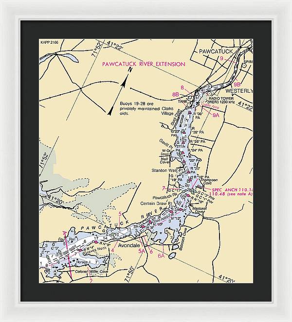 Pawcatuck River-rhode Island Nautical Chart - Framed Print