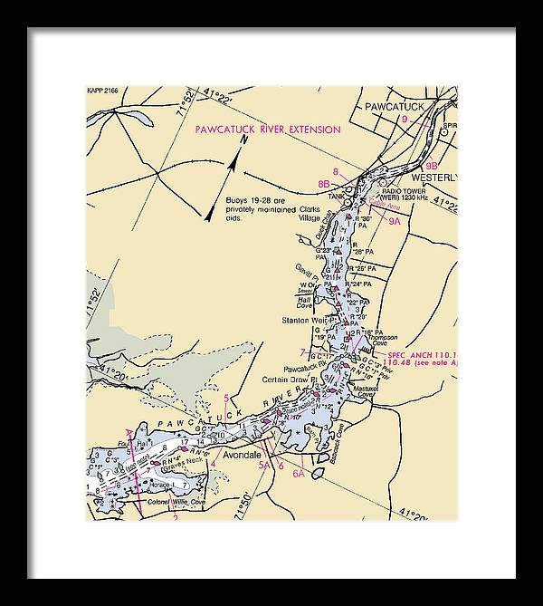 Pawcatuck River-rhode Island Nautical Chart - Framed Print