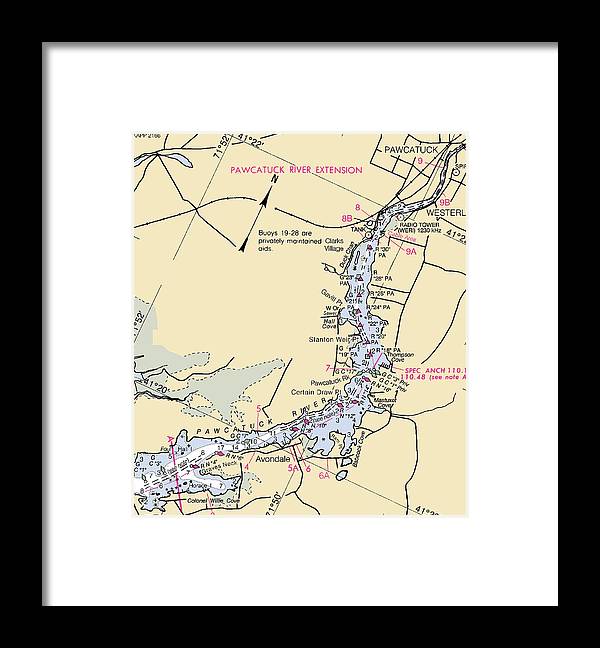 Pawcatuck River-rhode Island Nautical Chart - Framed Print