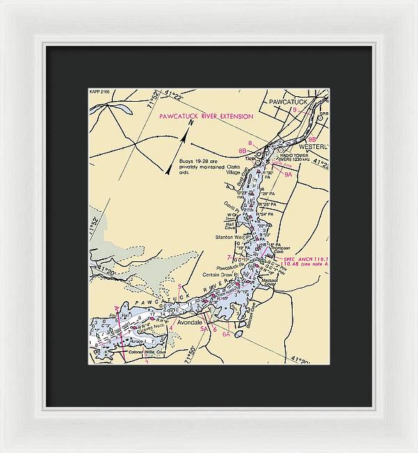 Pawcatuck River-rhode Island Nautical Chart - Framed Print