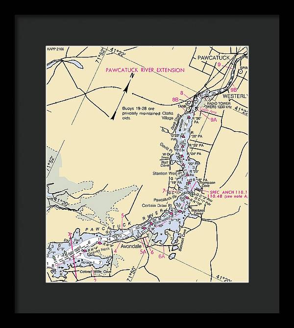 Pawcatuck River-rhode Island Nautical Chart - Framed Print