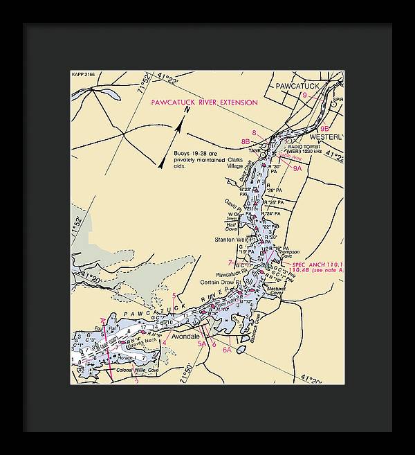 Pawcatuck River-rhode Island Nautical Chart - Framed Print