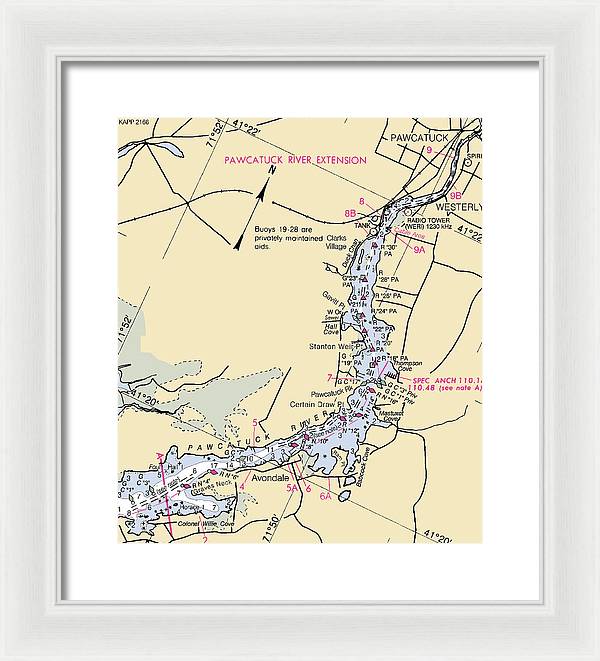 Pawcatuck River-rhode Island Nautical Chart - Framed Print