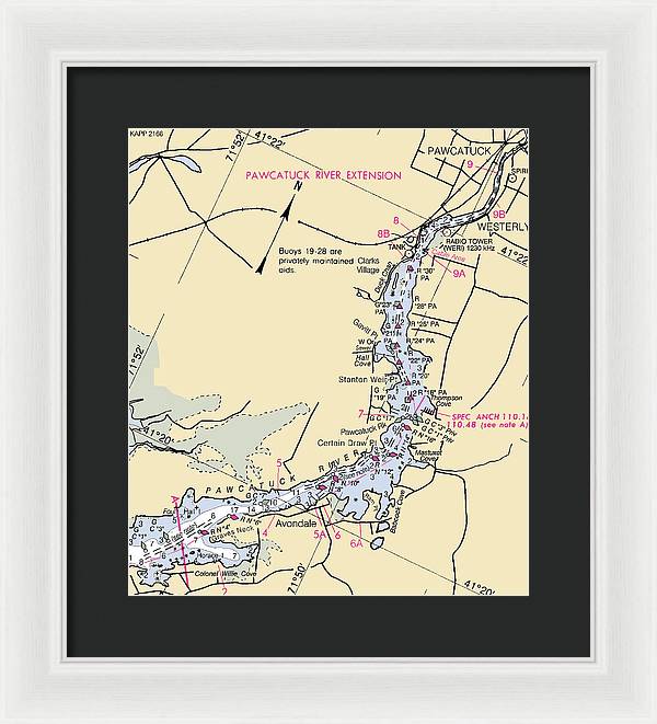 Pawcatuck River-rhode Island Nautical Chart - Framed Print