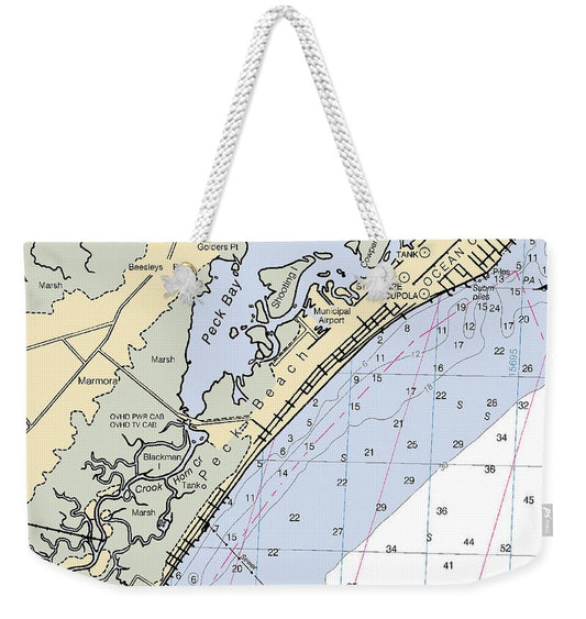 Peck Beach-new Jersey Nautical Chart - Weekender Tote Bag