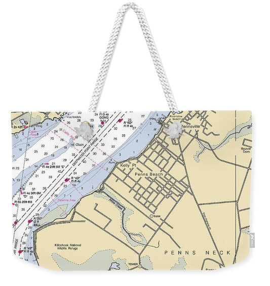 Penns Beach-new Jersey Nautical Chart - Weekender Tote Bag