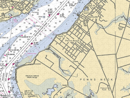 Penns Beach New Jersey Nautical Chart Puzzle