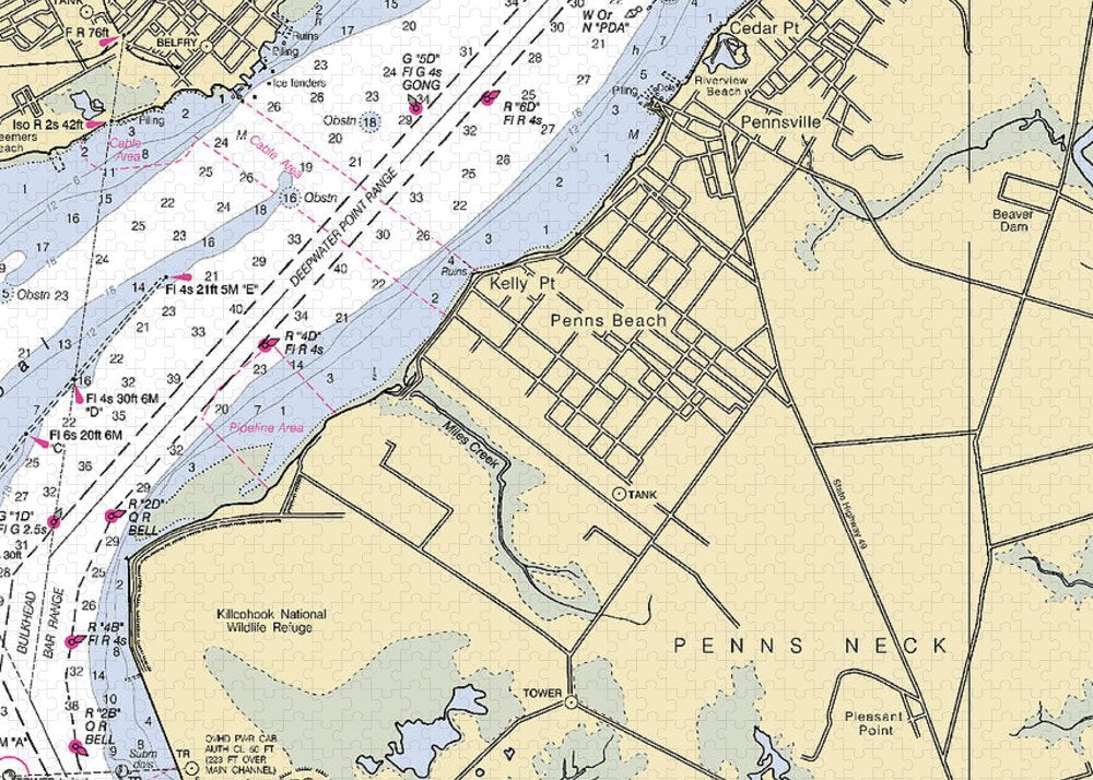 Penns Beach-new Jersey Nautical Chart - Puzzle