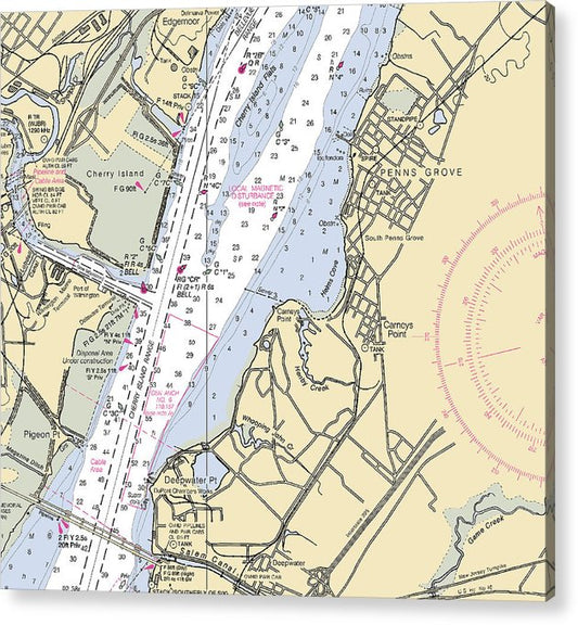 Penns Grove-New Jersey Nautical Chart  Acrylic Print