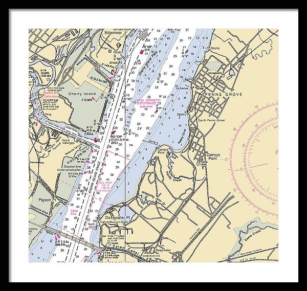 Penns Grove-new Jersey Nautical Chart - Framed Print