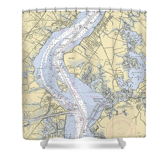 Penns Neck New Jersey Nautical Chart Shower Curtain