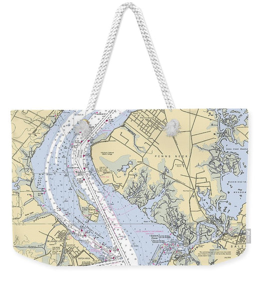 Penns Neck-new Jersey Nautical Chart - Weekender Tote Bag