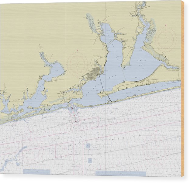 Pensacola Bay Florida Nautical Chart Wood Print