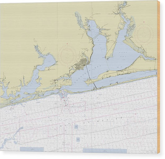 Pensacola Bay Florida Nautical Chart Wood Print