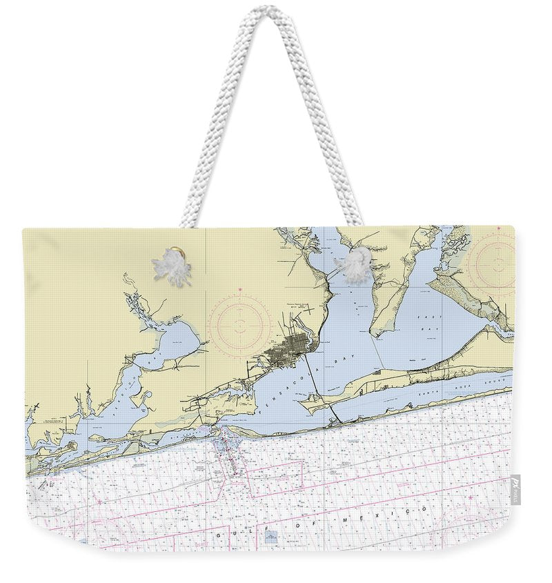 Pensacola Bay Florida Nautical Chart - Weekender Tote Bag