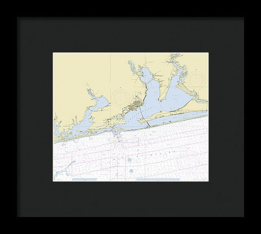 Pensacola Bay Florida Nautical Chart - Framed Print