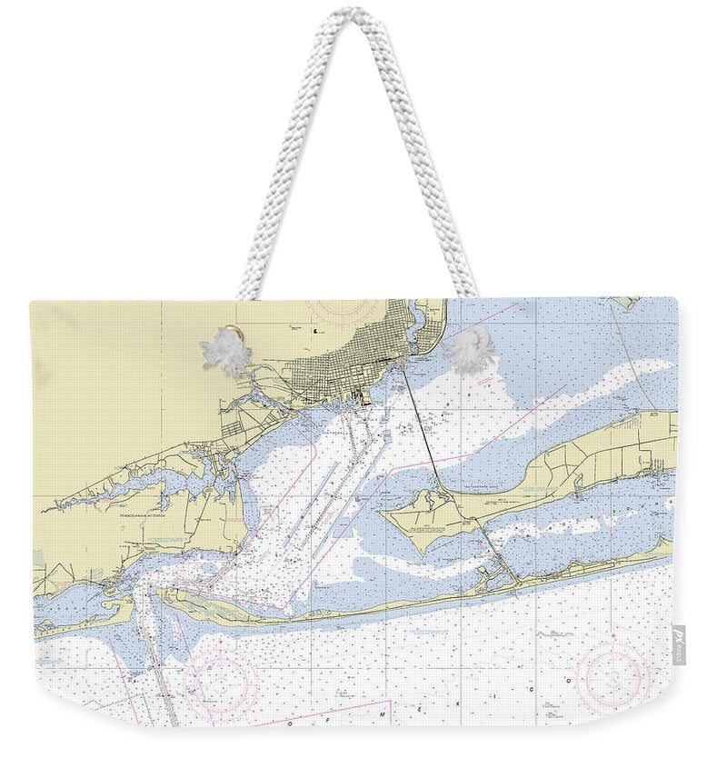 Pensacola Florida Nautical Chart - Weekender Tote Bag