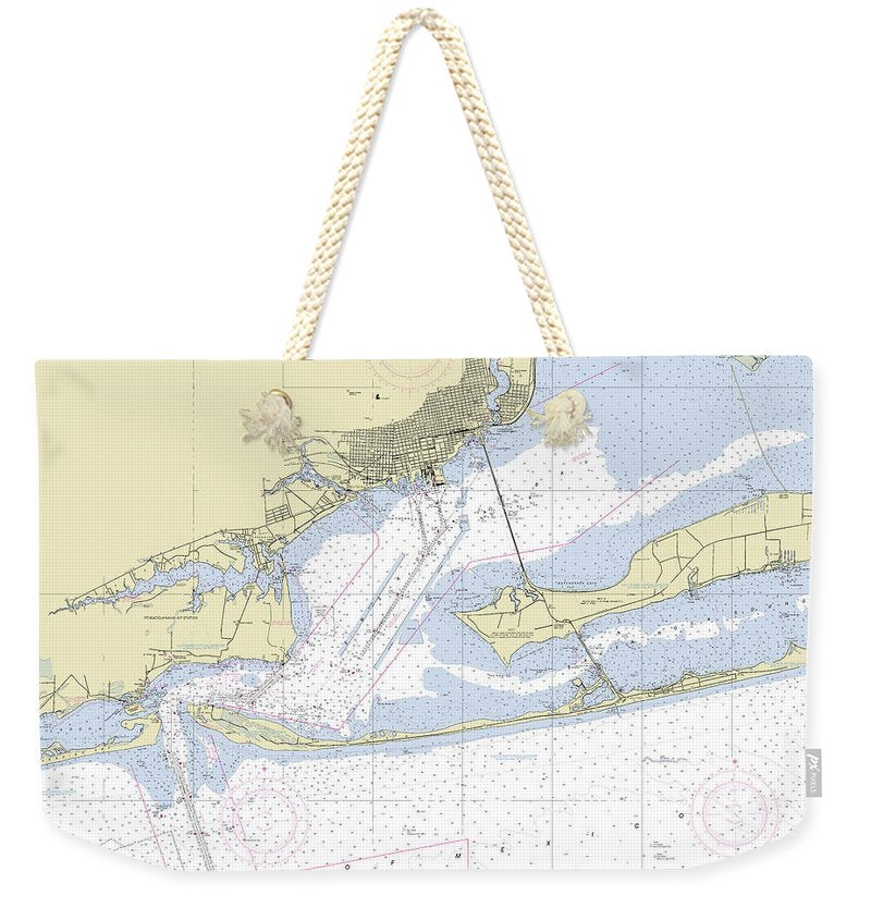 Pensacola Florida Nautical Chart - Weekender Tote Bag