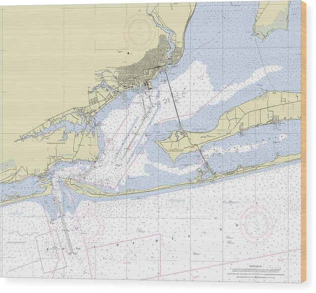 Pensacola Florida Nautical Chart Wood Print