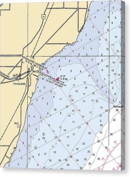 Pensaukee-Lake Michigan Nautical Chart Canvas Print