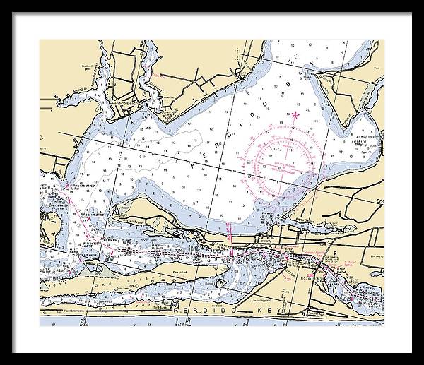 Perdido Bay-florida Nautical Chart - Framed Print