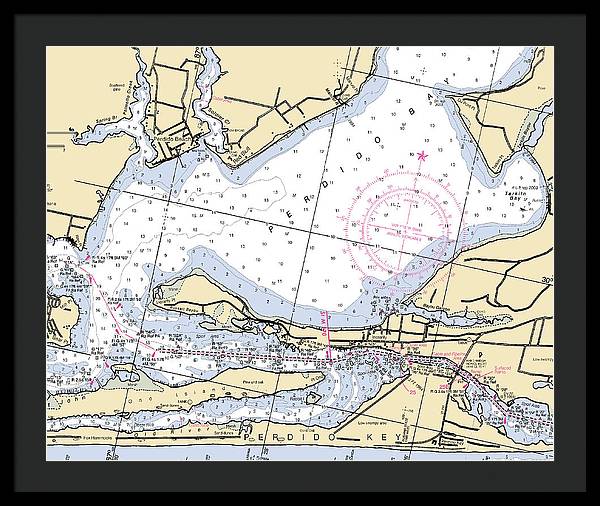 Perdido Bay-florida Nautical Chart - Framed Print