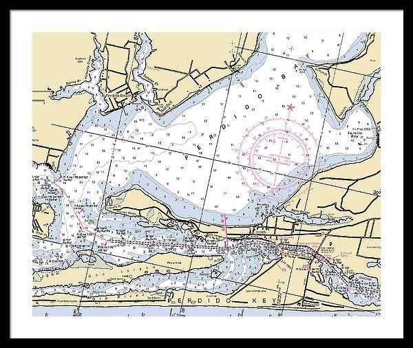 Perdido Bay-florida Nautical Chart - Framed Print