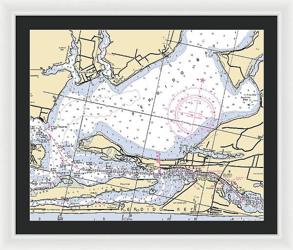 Perdido Bay-florida Nautical Chart - Framed Print