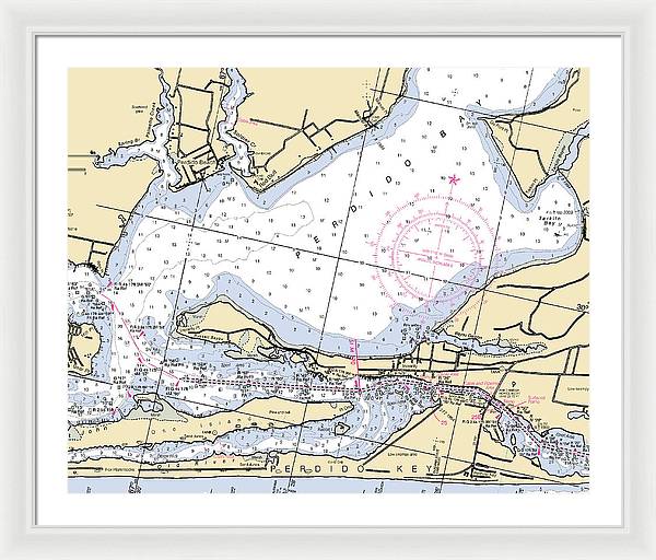 Perdido Bay-florida Nautical Chart - Framed Print