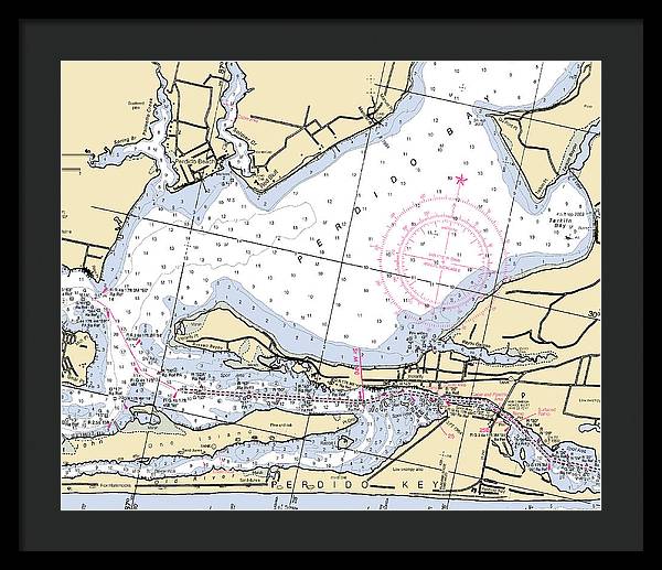 Perdido Bay-florida Nautical Chart - Framed Print