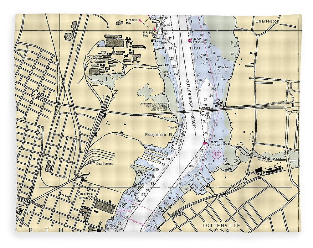 Perth Amboy -new Jersey Nautical Chart _v2 - Blanket