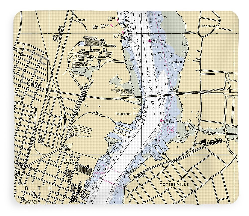 Perth Amboy -new Jersey Nautical Chart _v2 - Blanket